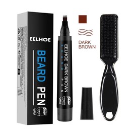 EELHOE Beard Pen Filler Kit for Men - Waterproof & Sweat-Proof Long-Lasting Oil Wax Base - Natural Finish for Beard Eyebrow & Scalp - Easy Application & No Smudging - Perfect for Daily Use:_dark brown