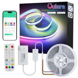 OULARA RGB Smart IC COB LED Strip Addressable 6 m, 24 V Multicoloured Flexible Band Light Set WiFi Controller Function with Alexa, App Control/Music Mode for Bedroom, Party, DIY Decoration