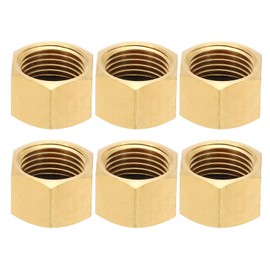 PATIKIL 1/2" NPT Female Brass Pipe Fitting Cap Set, 6Pcs Outer Hex Thread Socket Plug Ends Sealing Cap Stop Valve Connector with Rubber Gasket for Faucets Tap Irrigation System