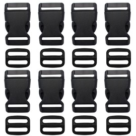 Rinimie Side Release Buckle, Insertion Buckle, Plastic Buckle, 16 Adjusters, Replacement, Repair Cords, Fasteners, Backpack Parts, Back, Belt Parts, Tape, Collars, For Dogs, Outdoors, Climbing Cables, Black