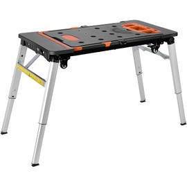 TLGREEN Multifunctional Folding Work Table, 7 in 1 Work Benches for Garage, as Portable Workbench, Sawhorse, Scaffold, Platform, Car Creeper, Dolly and Hand Truck, with 4 Wheels
