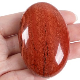 XIANNVXI 2.4 Inch Large Crystals Red Jasper Worry Stones Gemstones Natural Stone Polished Oval Palm Bag Massage Reiki Energy Stone 1 Piece