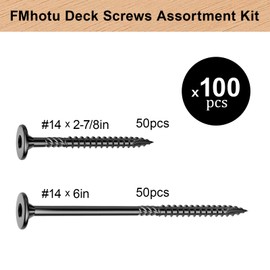 FMhotu Heavy-Duty Outdoor Deck Screws, 100Pcs Star Drive Decking Wood Screws, Rust Resistant Timber Screws for Timber/Log/Landscaping Wood（#14 x 2-7/8",6"）