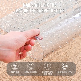 Uross Carpet Protector for Pets - Cat Carpet Protector for Doorway, Anti Scratch Under Door Cat Scratch Protector Mat, Easy to Cut Plastic Stopper Cat Scratch Guard Carpet 3.6FT-Silver