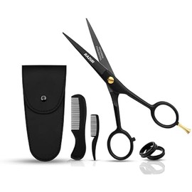 5” Professional Beard Mustache Scissors with 1 Beard Comb, 1 Mustache Comb - Prefect Beard Trimming Scissors for All Facial Hair Scissors – Grooming Scissors