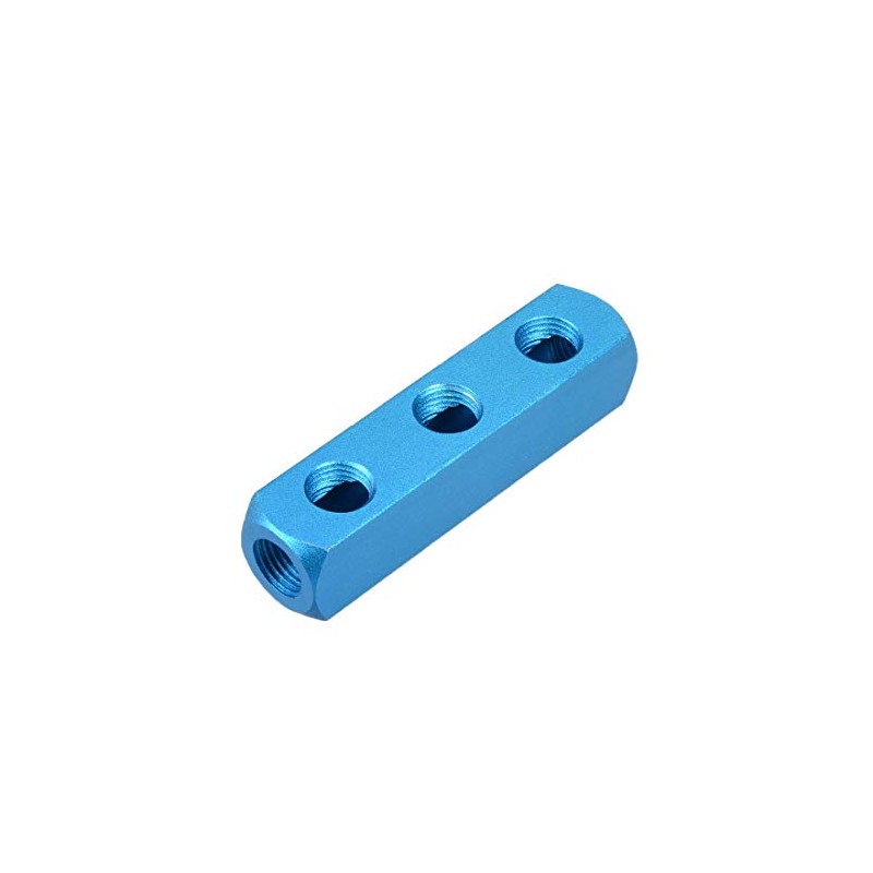sourcing map G1/4 Thread 6 Ports 3 Way Manifold Block