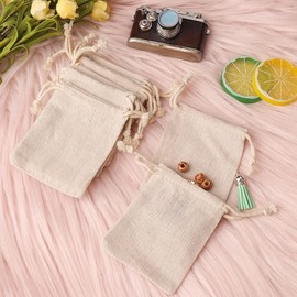 nuoshen 30 Pcs Hessian Bags, 8 X 10 CM Burlap Bags Cotton Drawstring Bag Hessian Fabric Small Drawstring Bag Gift Bag for Jewelry Wedding Christmas Party and DIY Craft