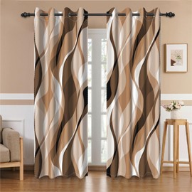 Ruelvth Brown Blackout Curtains, Abstract Ombre Grey and Brown Striped Window Curtains for Living Room Modern Room Darkening Grommet Curtains, 42x63 Inch, 2 Panels