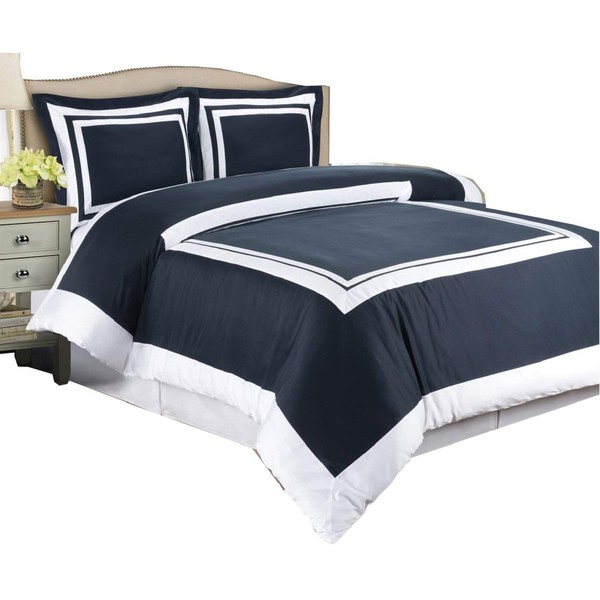 8 Piece Hotel Bed-in-A-Bag: King Size, 100% Cotton, 300TC- Navy