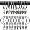 AMZSEVEN 40 Pack Metal Curtain Rings with Clips, Drapery Clips