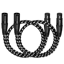 XLR Cable, VANDESAIL 3ft 2 Pack Microphone Cable, XLR Male to Female Balanced Microphone Cord 3 pin, 3 Foot Short mic Cord