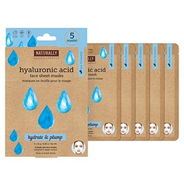 Naturally 30 Hydrating Hyaluronic Acid Infused Sheet Mask, 5 Sheet Masks Included