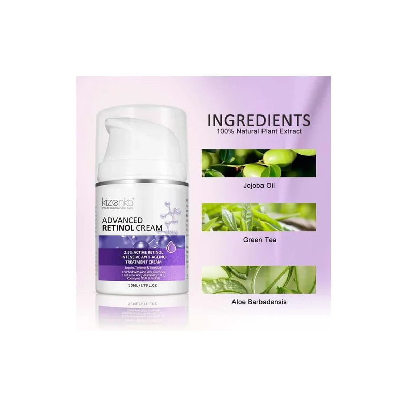 Crema Antiedad Kizenka Retinol 2.5% Hidratante Día/Noche 50ml