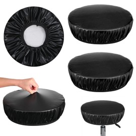 Trinkrittey 2Pack Stool Covers Round, PU Round Chair Cover Watedrproof Seat Cover with Elastic Bands Fit for 12-15 Inch Bar Chair