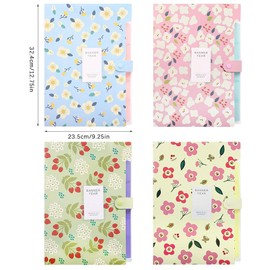 Hwtcjx Pack of 2 A4 Document Folders, Expandable Folder with 5 Compartments, Document Organiser, Organiser Folder System for School, Home, Office Supplies (Pink, Blue)