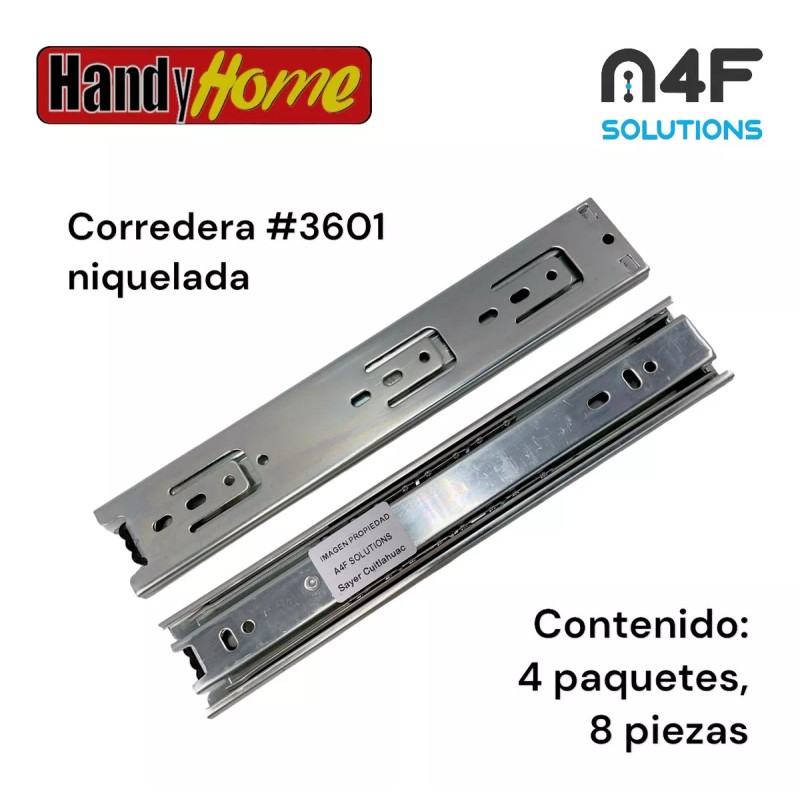 Handyhome Corredera Cajón Handy Home 25cm X 4.5cm 4paquetes 8pz