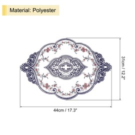 sourcing map Retro Lace Placemat 12x17-in Oval Embroidered Table Place Mats French Crochet Doilies Coasters Cup Mat for Home Wedding, Navy Blue