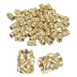 Sourcing Map Knurled Insert Nuts, 100pcs M3 x 6mm L x 5mm OD 3D Printing Brass Female Threaded Inserts, Heat Set Embedment for Printing