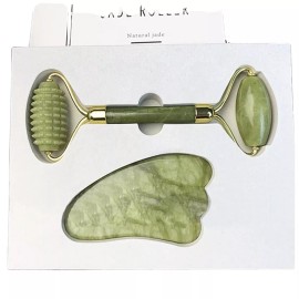 Roselyn Boutique Natural Jade spiky (needleless) roller & Gua Sha tool For Facial Treatments
