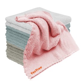 Dish Towels Kitchen Cloth, YesTrss 8 Packs Super Absorbent Coral Velvet Dishtowels, Double-Sided Premium Dish Cloths, Bar Towels and Tea Towels, Washable Nonstick Oil Fast Drying