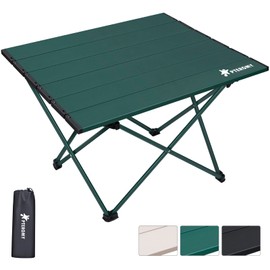 PTEROMY Folding Camping Table with Ultralight Aluminum Tabletop, Camping Side Table Portable Beach Table Outdoor Folding Table for Camping, Picnics, and BBQs (Small, Green)