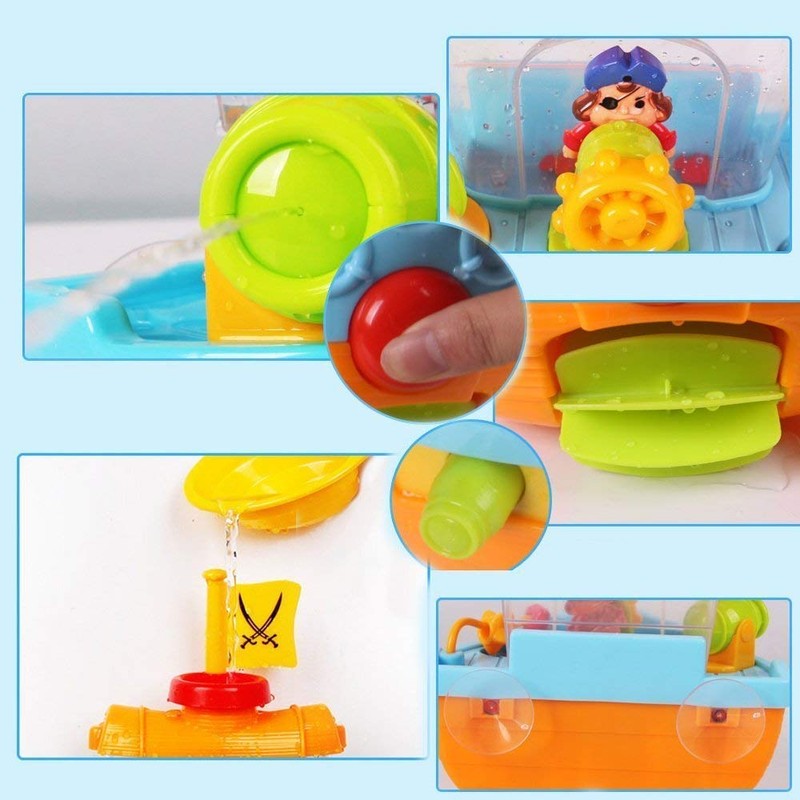 Pirate Ship Boat & Water Cannon Baby Bath Play Time