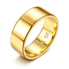 Finrezio 14K Gold Filled Ring Gold Band Thick Thin Pinky Thumb Ring Gold Stacking Stackable Wedding Band Ring for Women Men Non Tarnish Comfort Fit Size 6 to 15