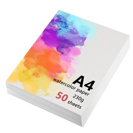 50 Sheets Watercolour Paper A4 230 g, Drawing Pad DIN A4, Watercolour Paper, Watercolour Paper for Watercolour Gouache Acrylic Drawing Artworks DIY