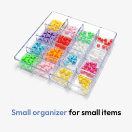 carrotez Small Stackable Jewelry Organizer Tray, 16 Grid, Clear Plastic Drawer Organizer for Makeup, Accessories, Desk, Vanity