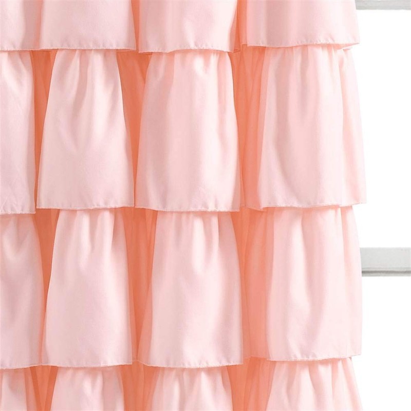Lush Decor Blush Ruffle Window Curtain-Shabby Chic Farmhouse Style Panel