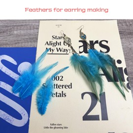 Happy Feather 100PCS Saddle Hackle Rooster Feather for Crafts, 5-7 inch Natural Pheasant Neck Feathers DIY Pendant Earrings Dream Catcher-Dark Lake Blue
