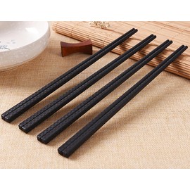 Tongke Fiberglass Chopsticks 10 Pair of Reusable Chopsticks - Dishwasher Safe - Lightweight Non-Slip & Easy to Use Chop Sticks Set - Black