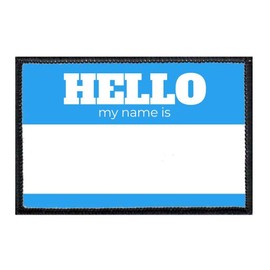 Hello My Name is Blue Morale Patch | Hook and Loop Attach for Hats, Jeans, Vest, Coat | 2x3 in | by Pull Patch