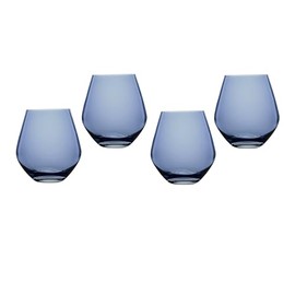 Godinger 22544 18 oz Meridian Stemless Wine Glass - Blue - Set of 4