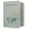 YAVIV Passport Holder for Women and Men, Premium Leather Travel Passport Wallet RFID Blocking Passport Cover, World Map-Green