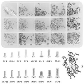 800pcs Tiny Screws for Electronics, M1/M1.2/M1.4/M1.6/M1.7 Very Small Phillips Pan Head Machine Screws, Micro screws, Mini Screws Assortment Kit for Electronic Repair,Nickel-Plated Carbon Steel