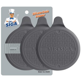 MR.SIGA Tapón de Silicona para Tina, tapón de Drenaje para Ducha, Fregadero, 13cm de diámetro, Gris, Paquete de 3
