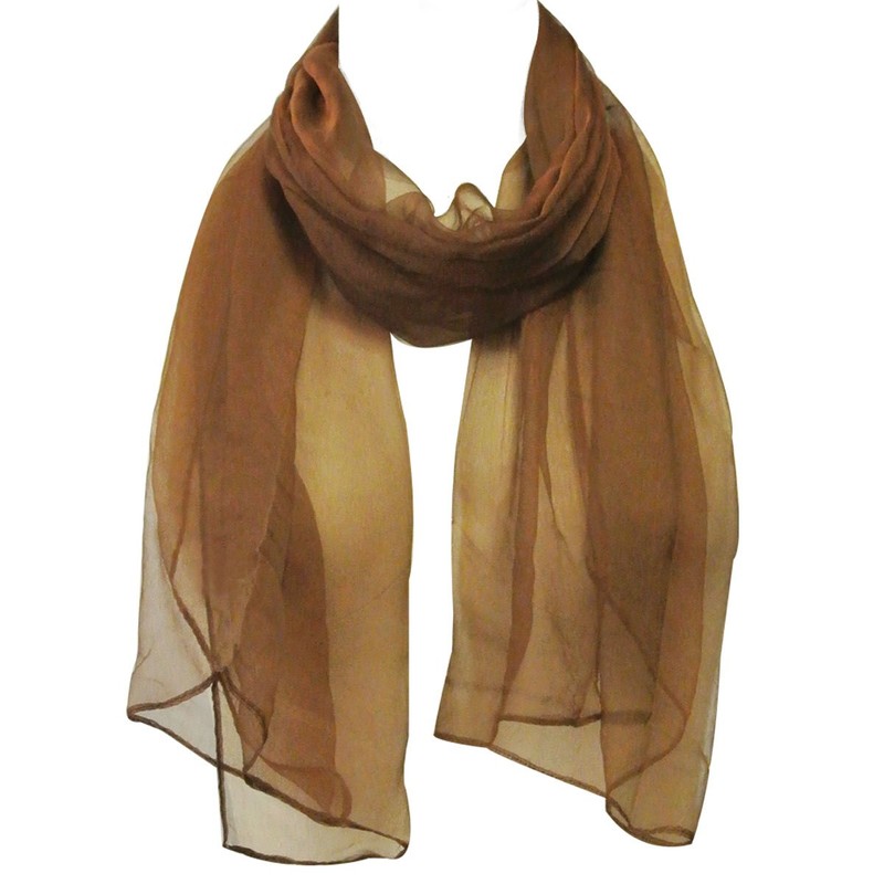 Wrapables Solid Color Silk Long Scarf, Brown