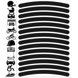 14pcs High Visibility Warning Reflective Stripes Rim Stickers Bike Bicycle Kit Decals Black Reflector Highly Night Safety Sign Visibility Universal Self - Adhesive D 54