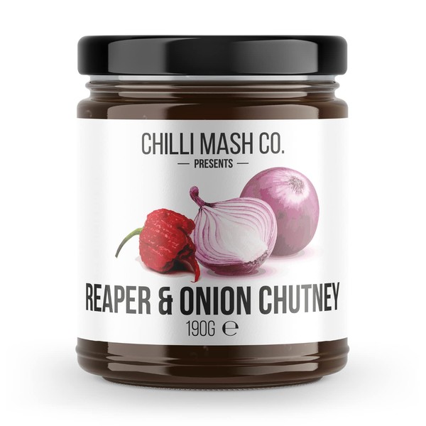 Carolina Reaper & Onion Chutney | Chilli Mash Company | Spicy Condiment for Cheese, Sandwiches or Ploughman's Lunch | Vegan and Vegetarian Friendly 190g.