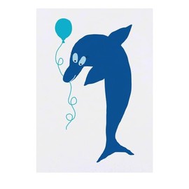 Azeeda 'Delphin mit einem Geburtstagsballon' Temporäres Tattoo - Hautfreundlicher & Ungiftiger Abziehbild · Wasserfest (TO00072879)