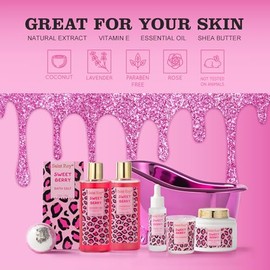 Cesta de regalo de spa para el hogar para mujeres Juegos de baño de frutos rojos dulces para adolescentes Regalo Kit de spa para el hogar con