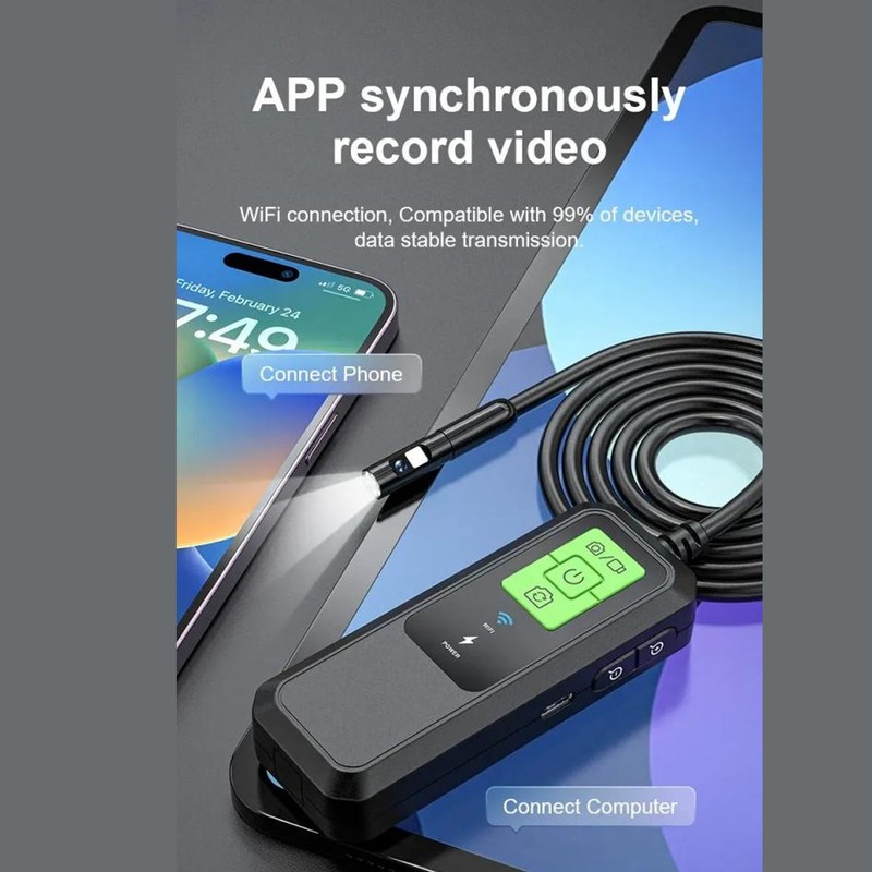Dual Lens Endoscope IP67 Waterproof High Definition Wireless WiFi Remote