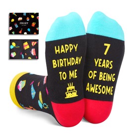 Zmart 7th Birthday Gifts for Boys - Socks for Boys Girls Age 7, Presents for 7 Year Olds, 7 Year Old Boy Gift Ideas, Black