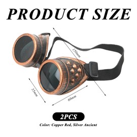 OAOSDH 2pcs Retro Glasses Steampunk Glasses Role Play Masquerade Accessories