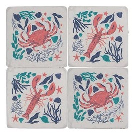 Gisela Graham Nautical Design Resin Drinks Coasters, set of 4 (CRAB & LOBSTER)