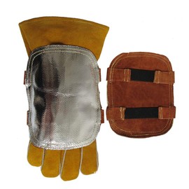 Qivine Welding Heat Shield for Hands, Hand Heat Shield Welding Gloves Pad Aluminized Back Heat Insulating Hand Heat Shield for Industrial Boiler, Metal Smelting, Welding