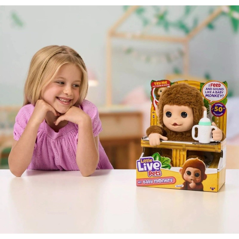 LITTLE LIVE PETS My Baby Monkey Mango, 50+ Sounds and