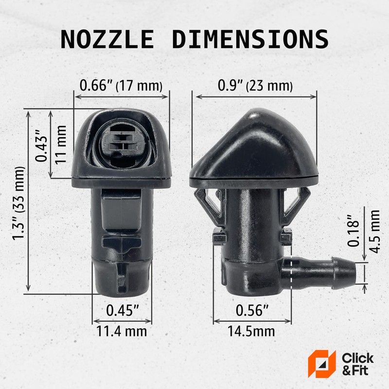 Click&Fit Two Windshield Washer Nozzles compatible with Honda Pilot 2009-2015