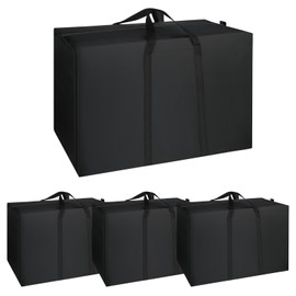 Guiqulai 4 Pack Moving Bags, Extra Large Heavy Duty Moving Bags with Zippers & Handles for College Dorm, Traveling, Foldable House Storage Pouch for Comforters, Clothes, Bedding